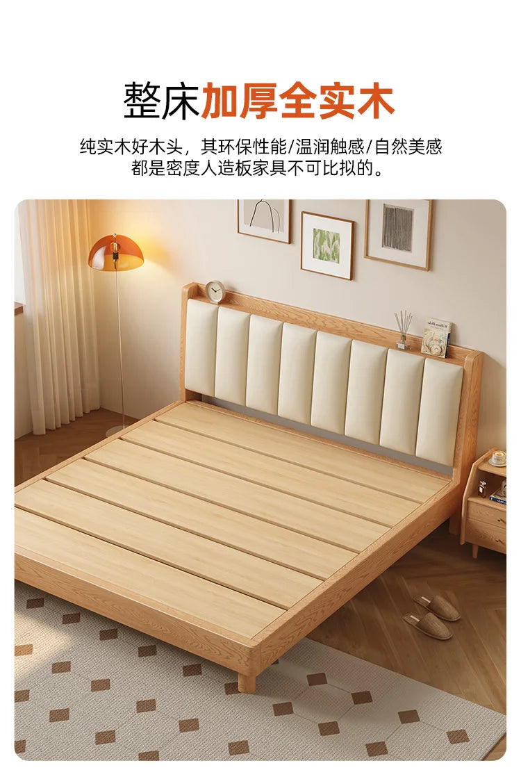 Elegant Headboard Bed Frame Double Wood Simple King Queen Bed Frame Nightstands Modern Cama Moderno Lujo Bedroom Furniture