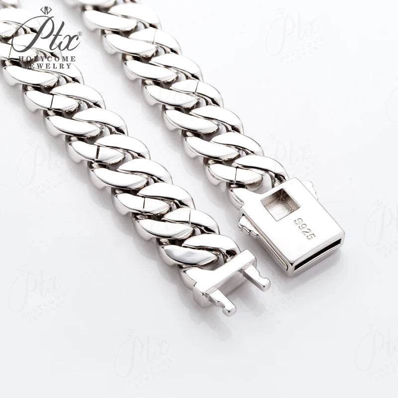 Full Diamond Cuban Necklace Moissanite 925 Silver Plated with 18K Gold Hip Hop Jewelry 18inch Prong Link Choker Chain for Men