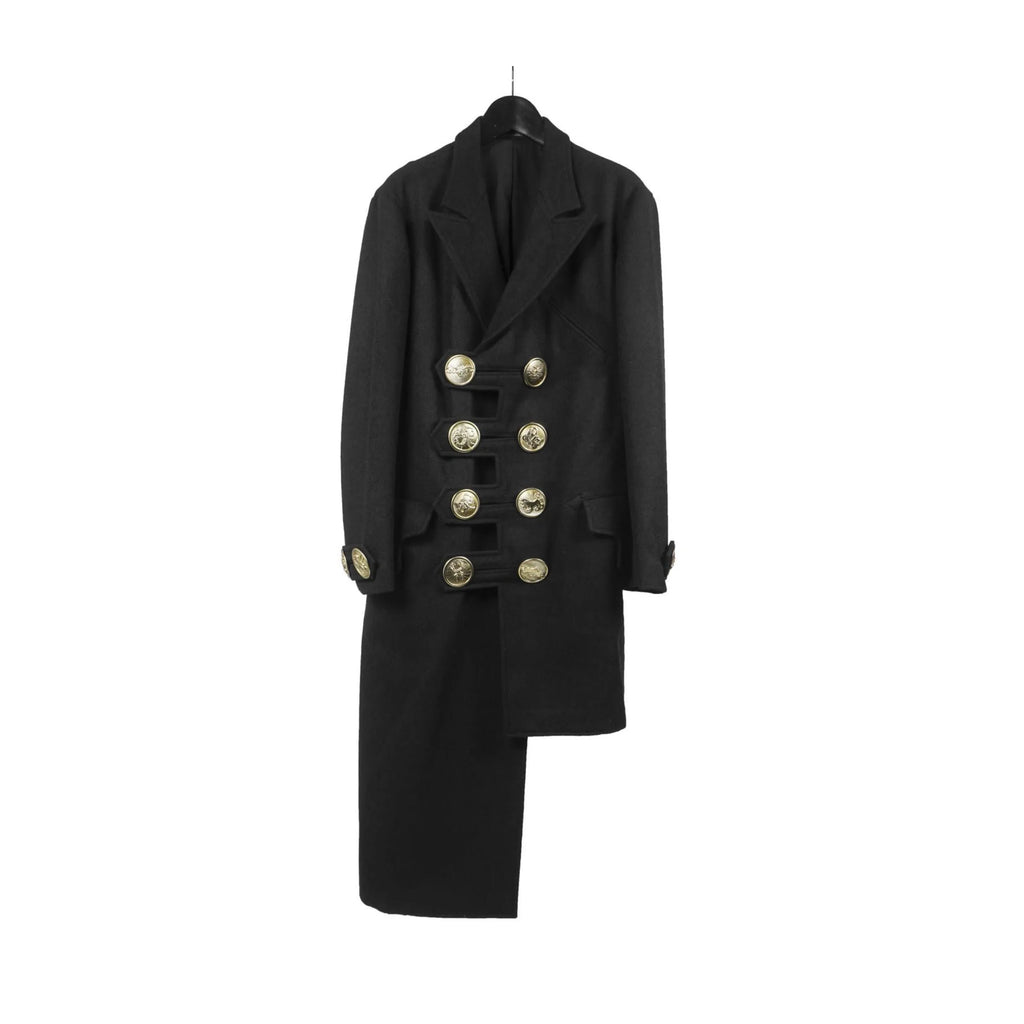TOP-YAMAMOTO Japanese original design Dark niche black gold buckle loose asymmetric wool coat