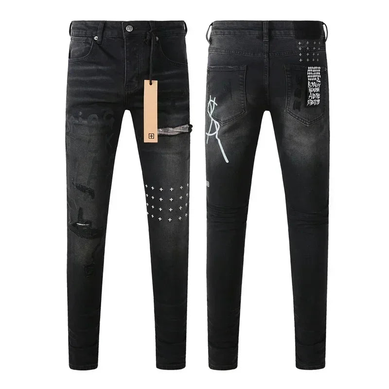 2025 KSUBI Men Personality Multi-style Low Rise Elastic Skinny Denim Pants American Style Ripped Trousers Jeans