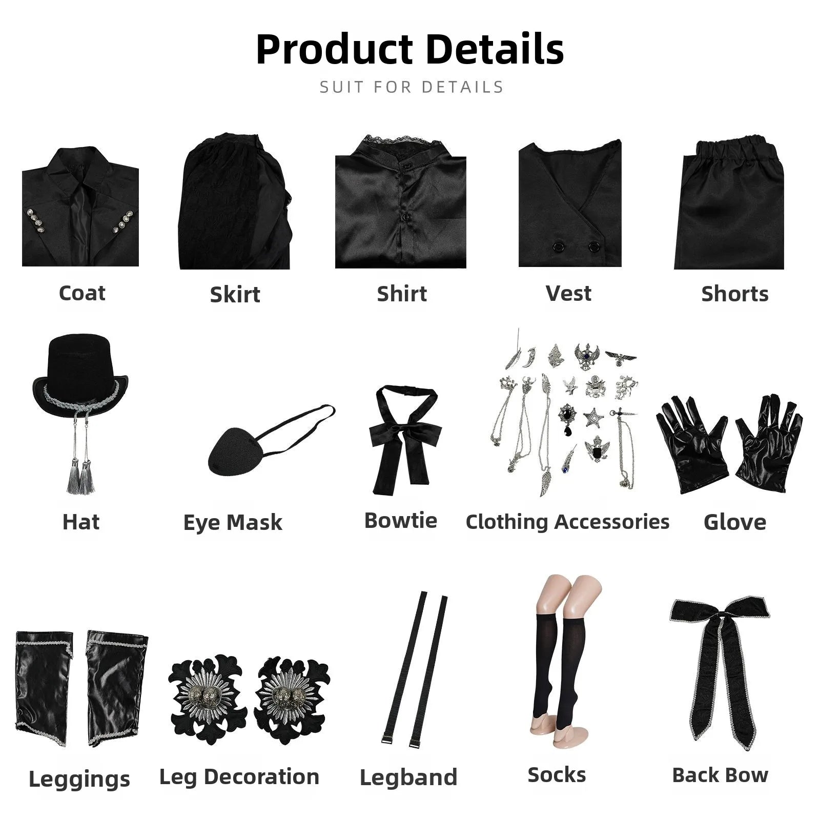 15th Anniversary Black Butler Cosplay Costume Stage Performance Anime Outfit Formal Wear Vocaloid Vsinger Dry Clean Only