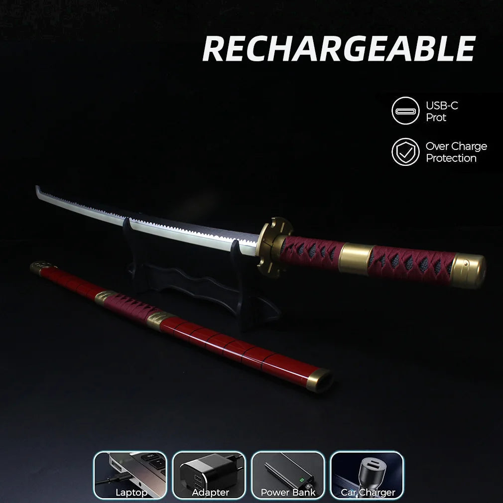 41″ LED Light Up  Sword Katana Japanese Anime Cosplay Samurai Swords Tanjiro Nichirin Sword withholder And Belt