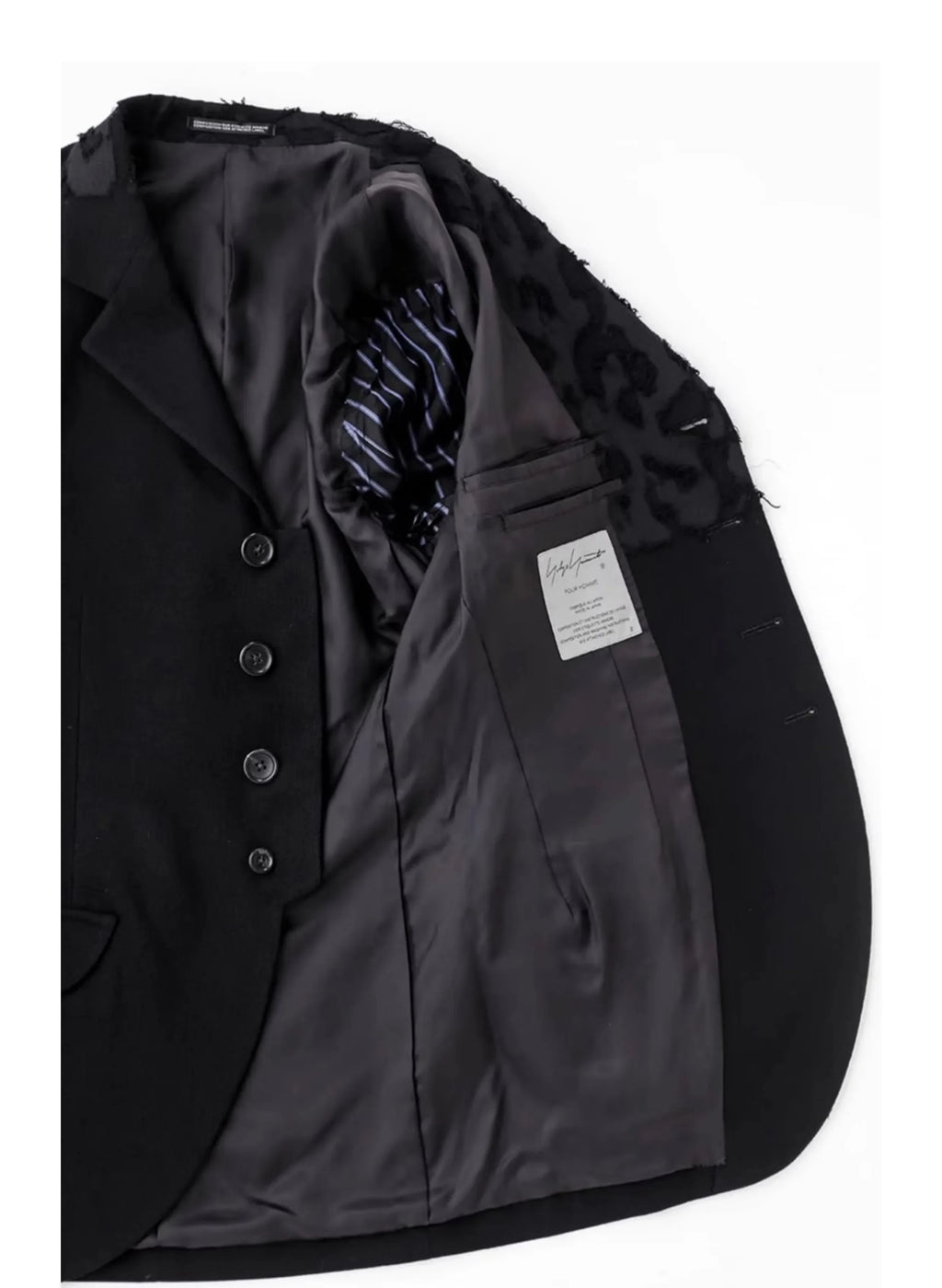 YOJI OOAK Design sense men's patchwork single breasted suit jacket special processing leopard print style 4 button top