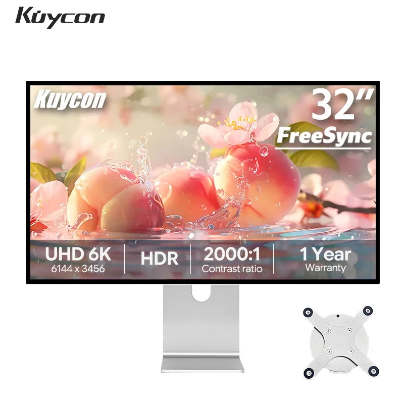 Kuycon G32P Computer Monitor 32 Inch 6K UHD LED PC Display 99%sRGB IPS Monitor Eyecare Anti-glare Screen G-sync VESA Compatible