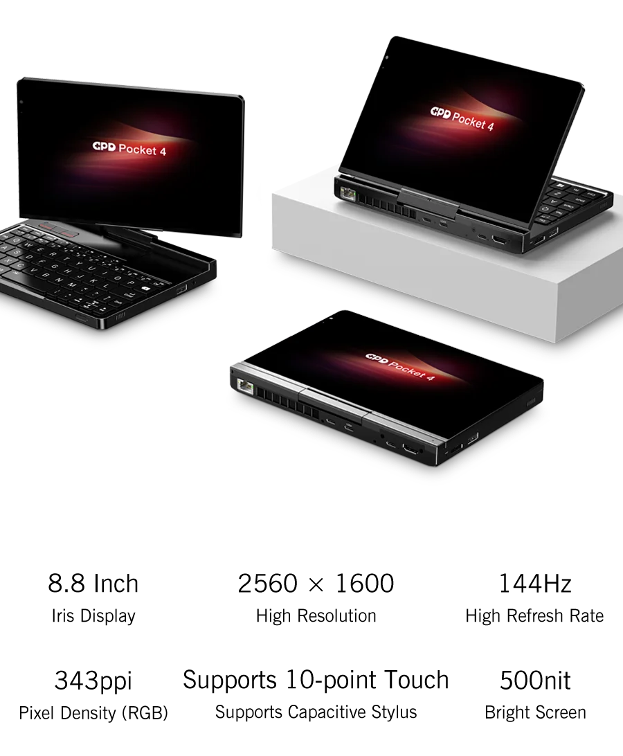 2025 NEW Original GPD Pocket 4 Laptop AMD AI 9 HX 370 32GB DDR5 2TB NVMe 8.8-inch Mini Portable Gaming Notebook Office Study PC