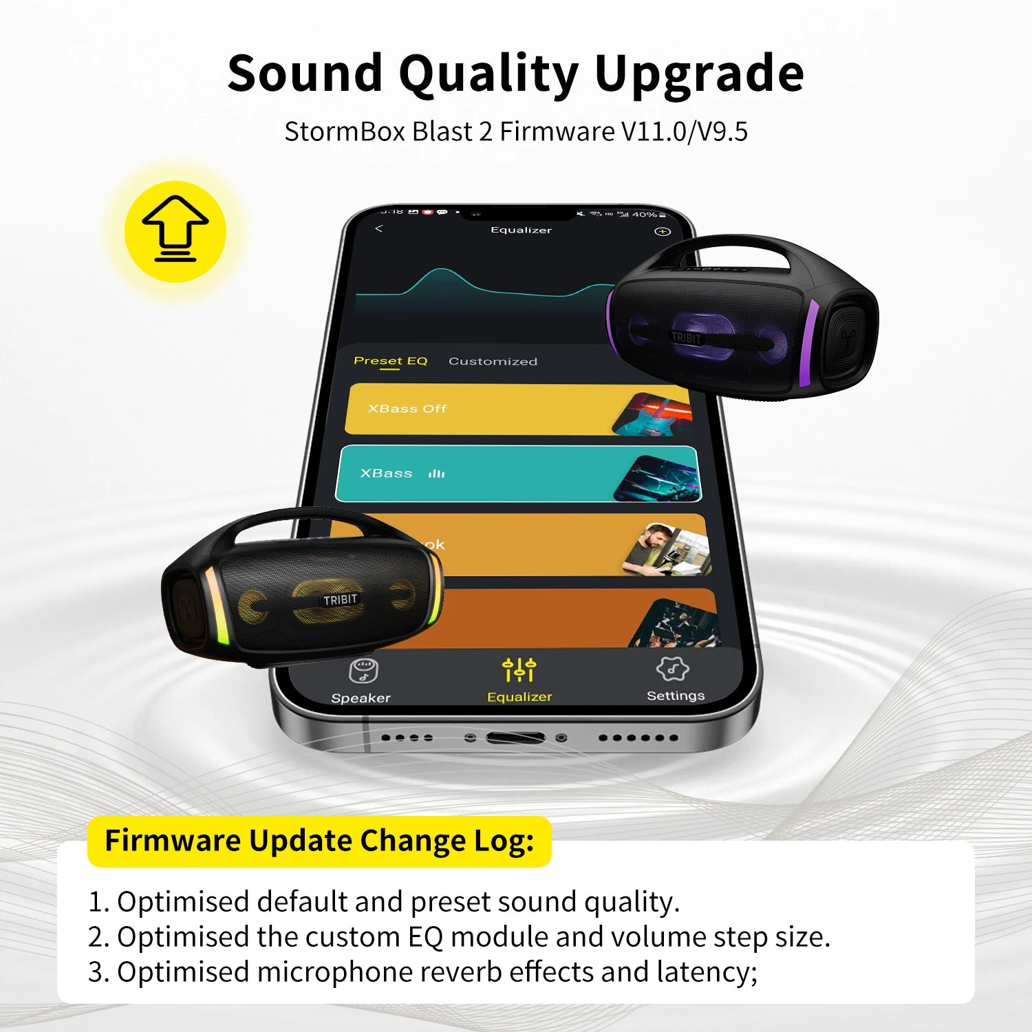TRIBIT StormBox Blast 2 Bluetooth Speaker, 200W Power With Subwoofer Outdoor IP67 Party Speaker, 30H Playtime, LED, Mic Input
