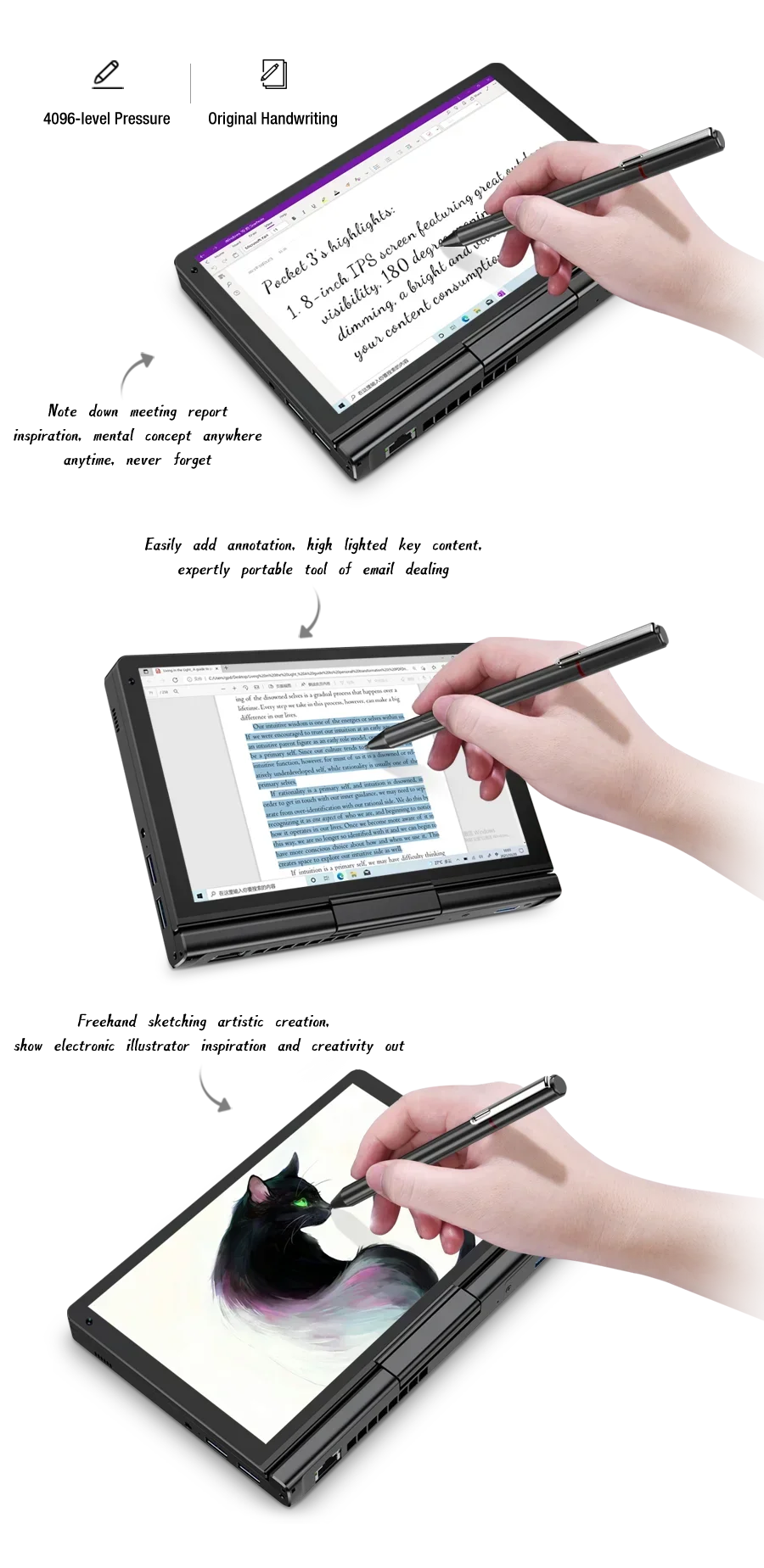 Popular High-end Modular Handheld Computer,GPD Pocket 3 Mini Notebook, 8 Inch Intel Gold 7505, 16GB 512GB SSD,