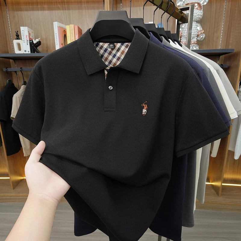 Designer luxury brand short sleeve polo shirt men summer trend striped hot selling Paul embroidery business casual golf T-shirt