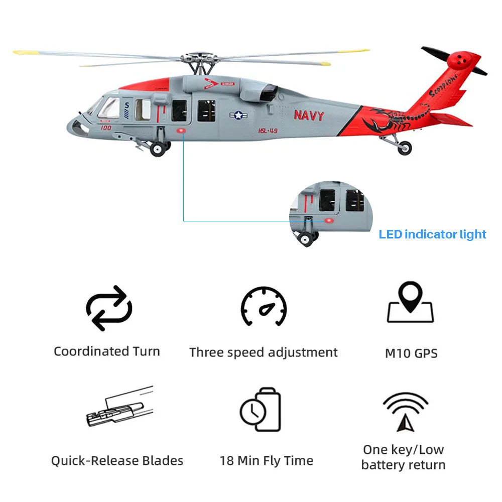 470 Size FLYWING MH-60R Seahawk Scale Helicopter LED Light ACE Flight Control MH60R RC helicopter MH60 Seahawk rc Helicopters