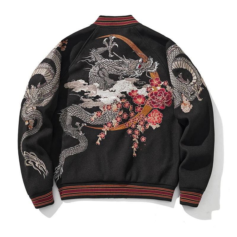 Ele Embroidered Heavy Industry Harajuku Sle Men's Baseball Jaet Woolen Coat Spring Autumn Faion Trend Outerwear