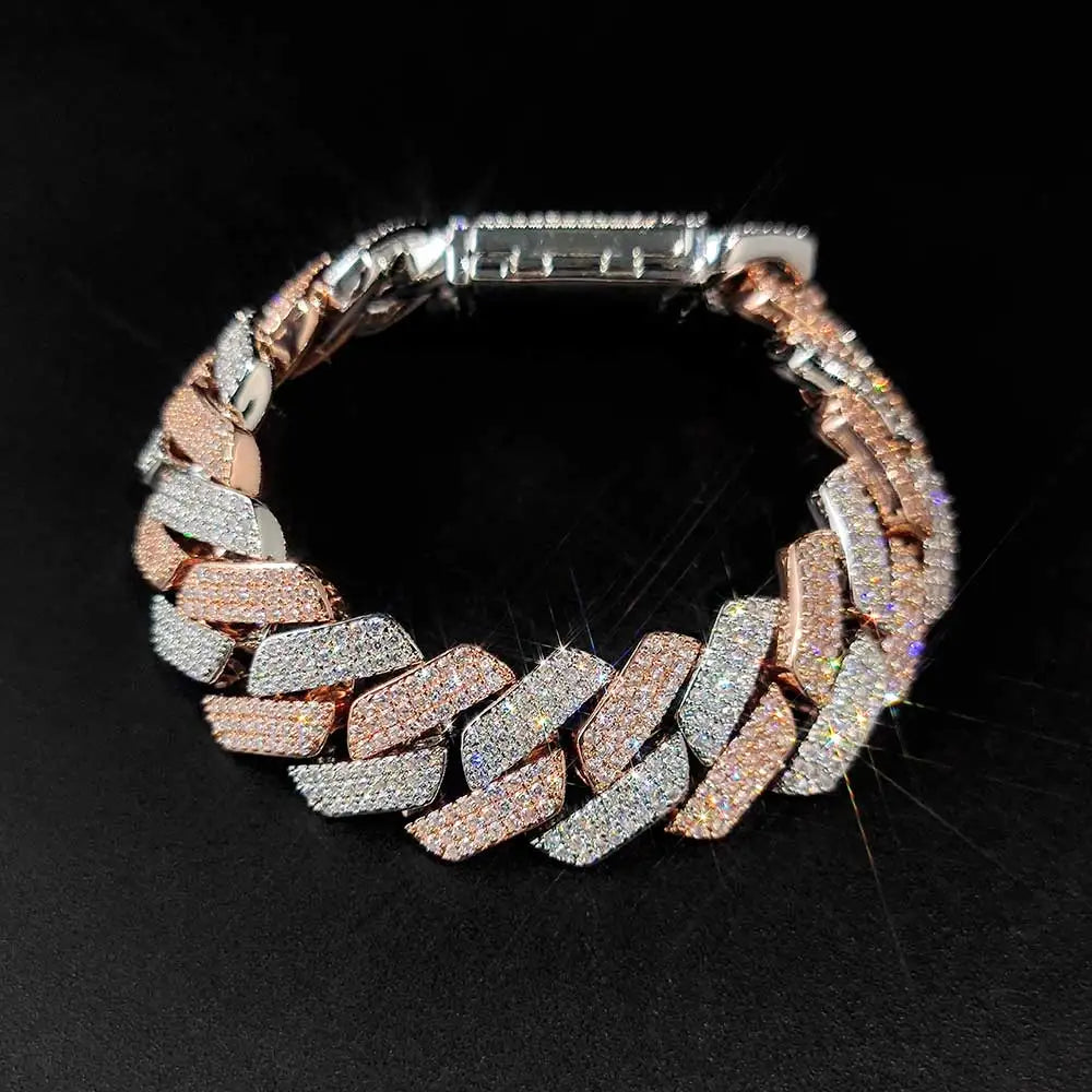 Hip Hop Jewelry 20mm Thick Cuban Link Chain Crystal Miami Gold Silver Two Color Iced Out CZ Cuban Chain Necklace