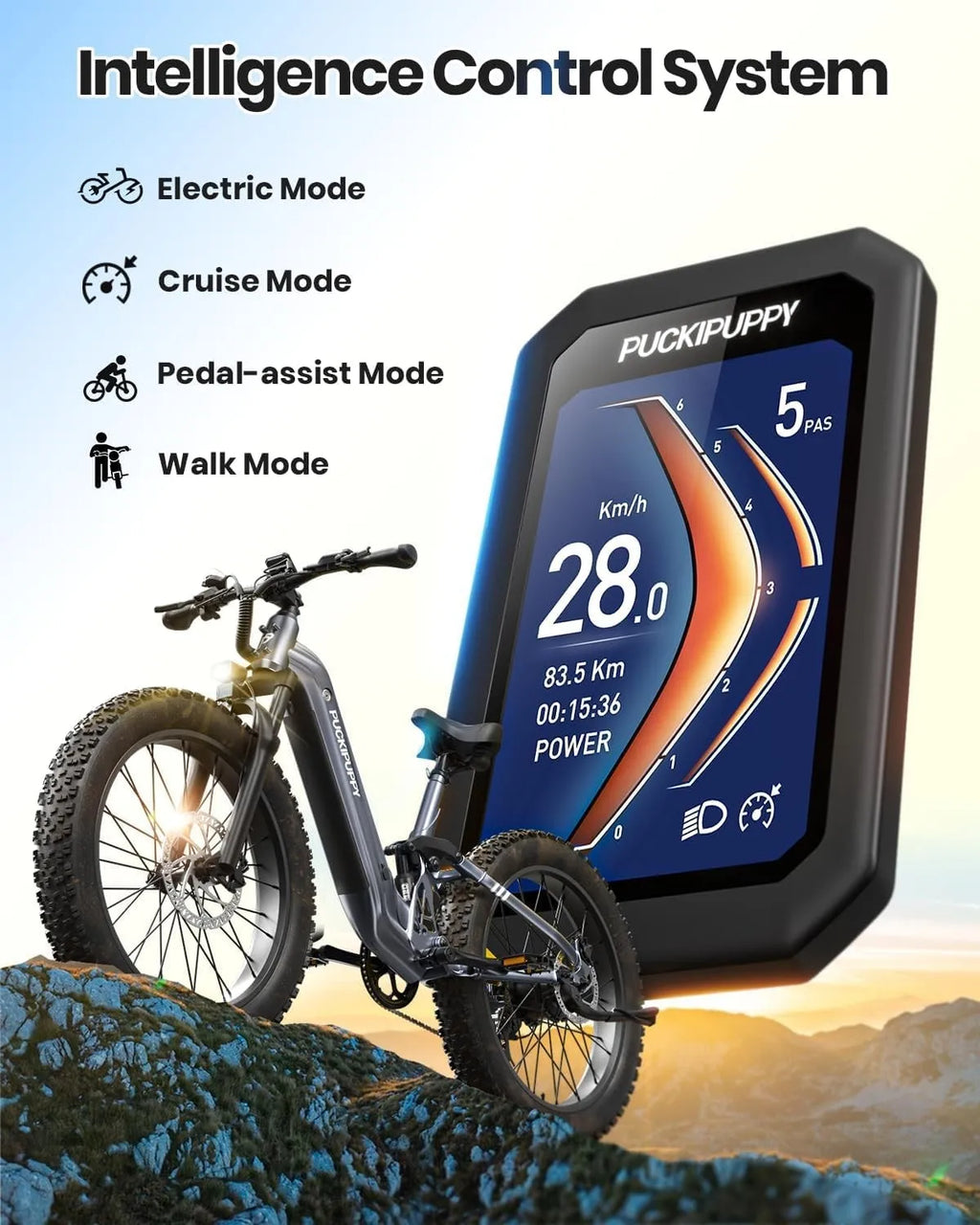 Electric Bike 960W, 48V 20AH Full Suspension Fat Tire Mountain E-Bike 80 Miles