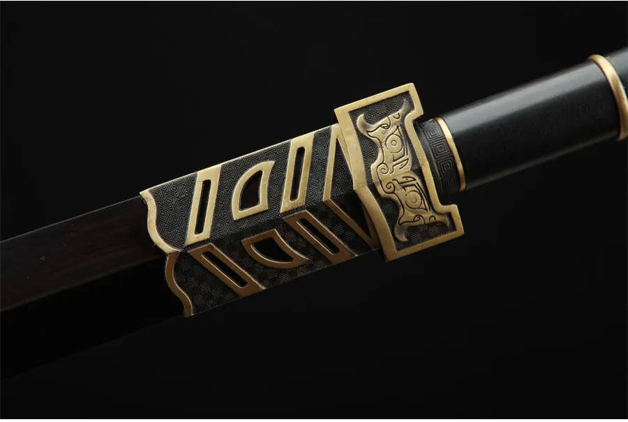 Chinese Kongfu Ruyi Jian Sword Folded Damascus Steel Blade Real Full Tang Sharp Ready Battle Metal Handle Taichi Swords Katanas