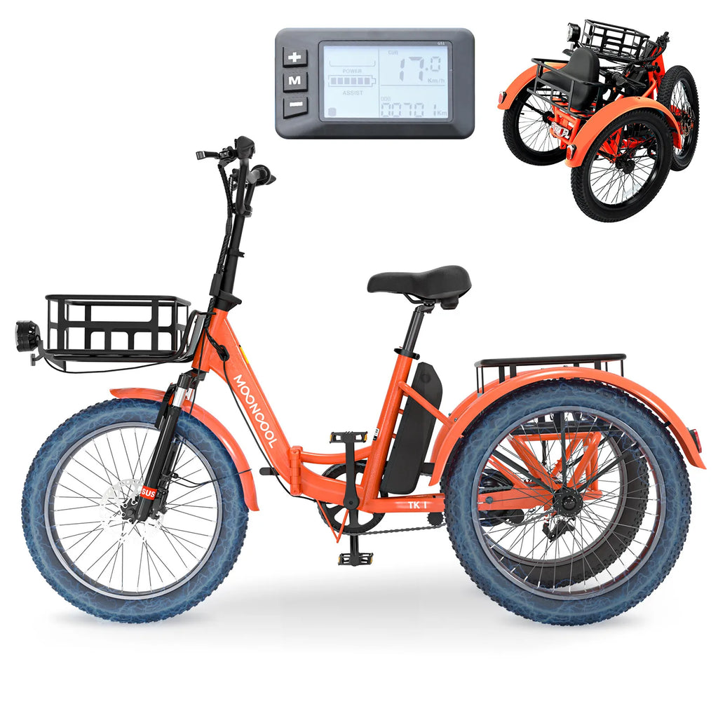 Folding Electric Tricycle for Adults 20" Fat Tire Electric Trike E-Bike