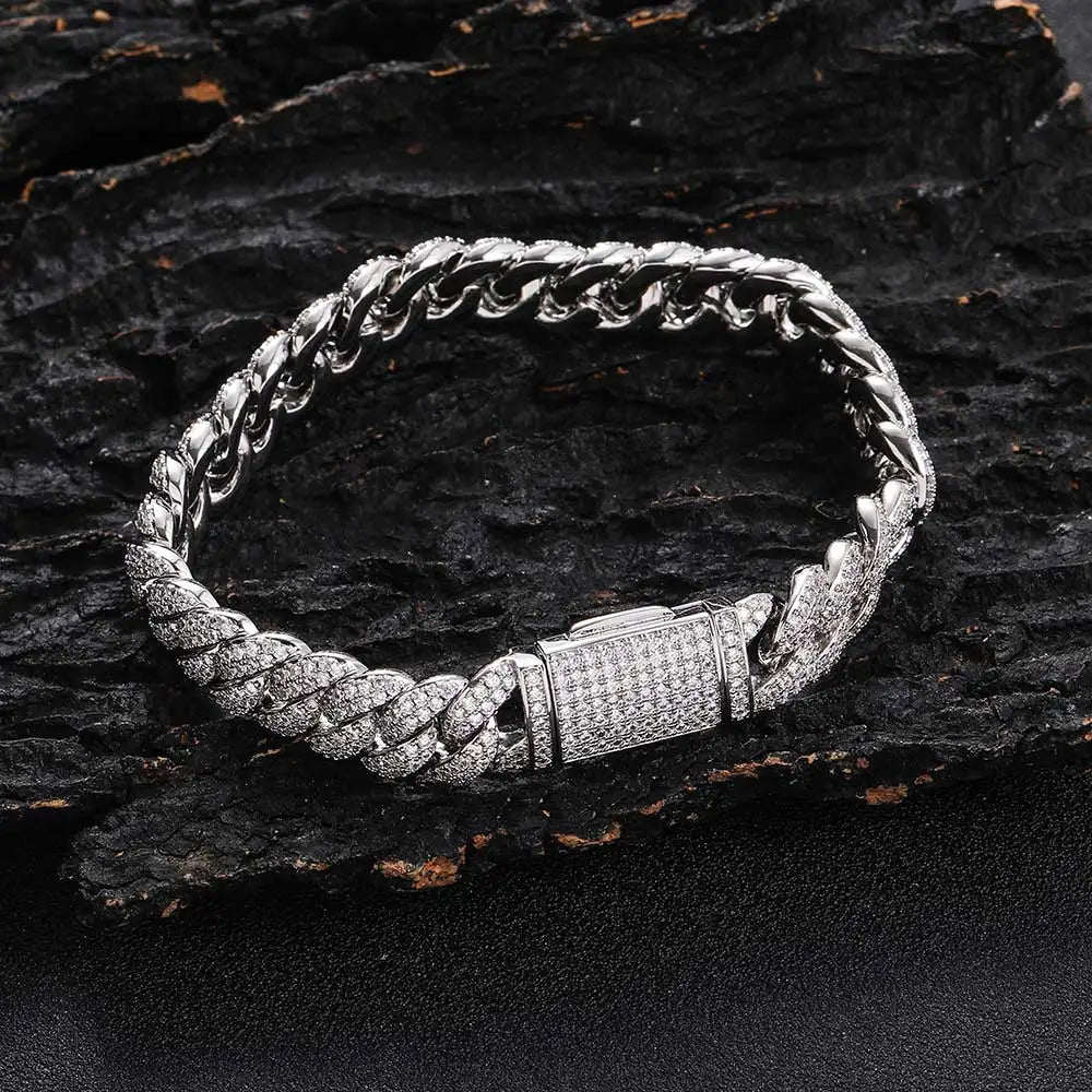10mm Hip Hop Cubic Zircon CZ Iced Out Bubbles Cuban Link Chain Necklace For Men Women Jewelry Birthday Gift