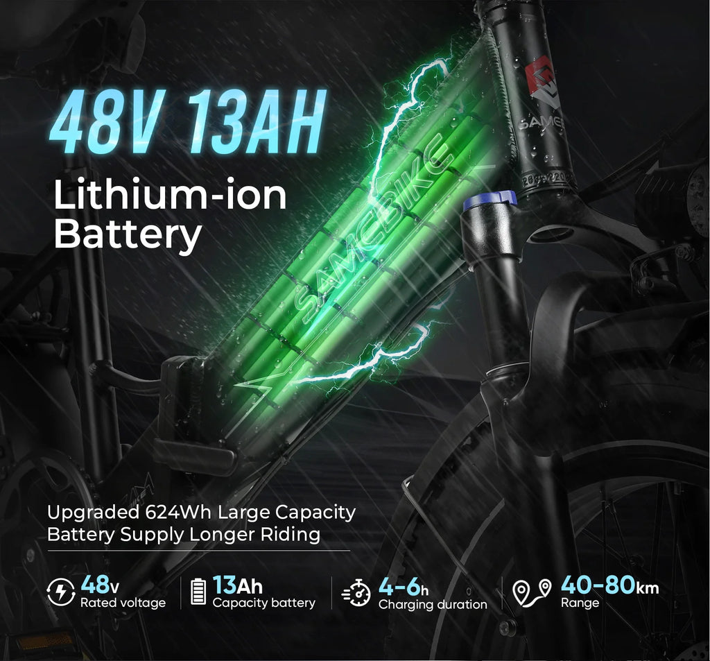SAMEBIKE LOTDM200-II NFC Smart Key Electric Bicycle 750W 48V13AH Folding Electric Bike 20*4.0 Inch Fat Tire Mountain E-Bike