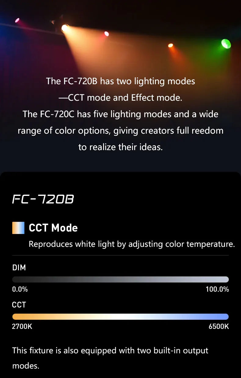 Nanlite FC-720B FC-720C LED Spotlight Wide CCT Range High Color Accuracy Built-in Special Effects for Filmmaking Video Studio