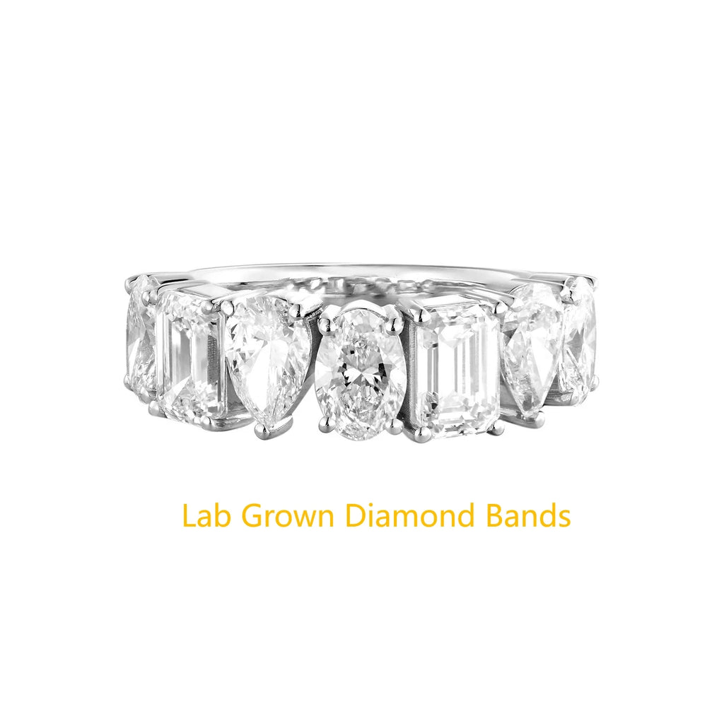 0.5CT Each Stone Platinum 950 Lab Grown Diamond DEF VS-VVS Mix Shape Wedding Band Ring For Women & Men Fine Jewelry NO IGI
