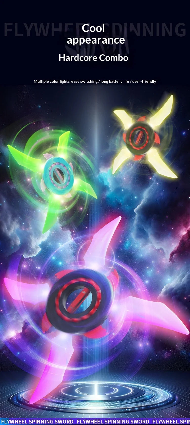 Light Up Ninja Star Fidget Spinner Colorful Led Lights Switchable Long Lasting Easy To Play Rotating Toy Boys Kids Birthday Gift