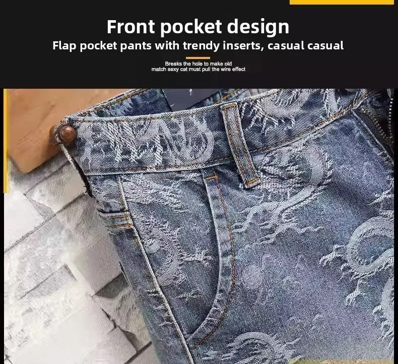 Dragon Embroidered Pants Men's Denim Shorts Men's Summer Thin Overalls 2025 New Designer Five-point Jeans Y2k Clothes Man