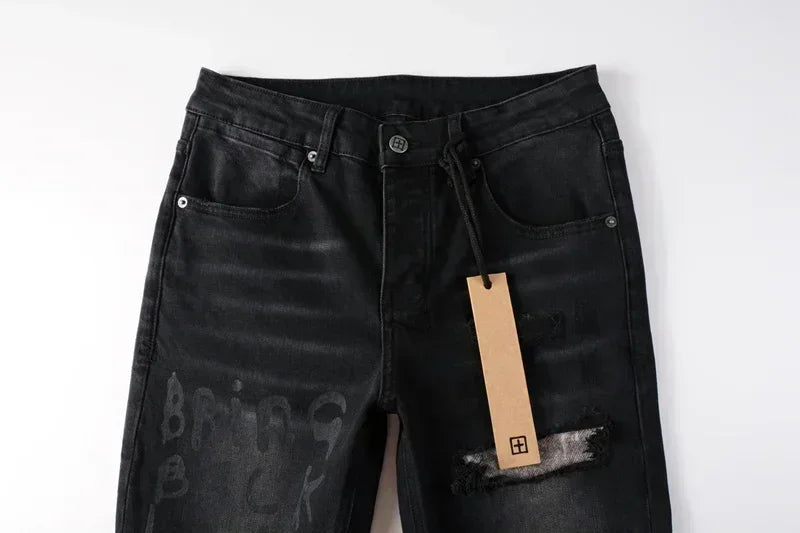2025 KSUBI Men Personality Multi-style Low Rise Elastic Skinny Denim Pants American Style Ripped Trousers Jeans