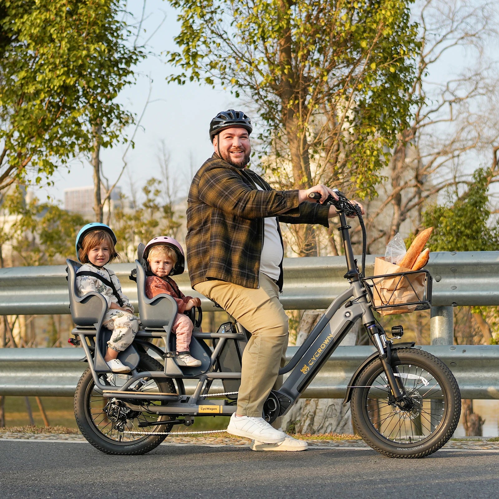 Electric Cargo Bike For Adults CYCROWN 20x3" 1000W Motor Top Speed 28Mph City E-Bike 48V 25AH Max Range 120Miles Load 400Ibs