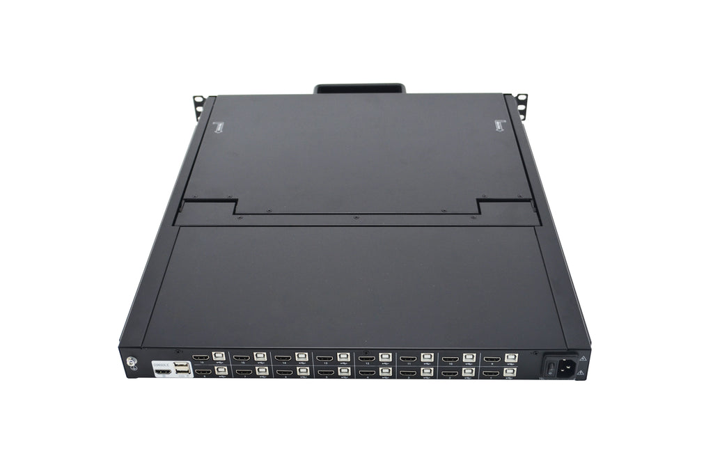 2026 17.3" 1U LED KVM Console 16 Port+16 Pack Cables, Jamanet Rack KVM Console Drawer, 17.3 Inch LCD KVM Switch Wireless
