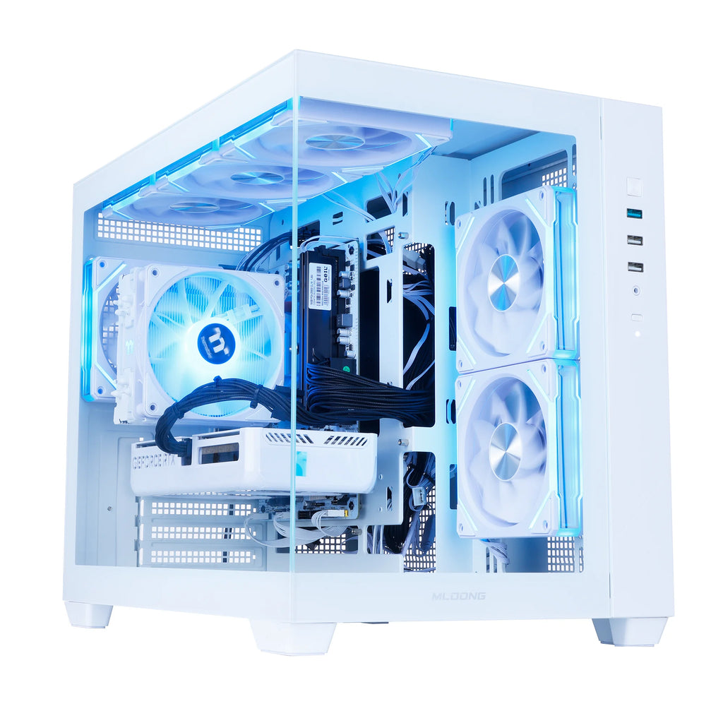 Mloong Gaming PC Desktops AMD Ryzen 5 9600X, Radeon RX 9060XT 8GB, 1TB SSD, 32GB DDR5 RAM, 650W, Win11, WiFi, Black