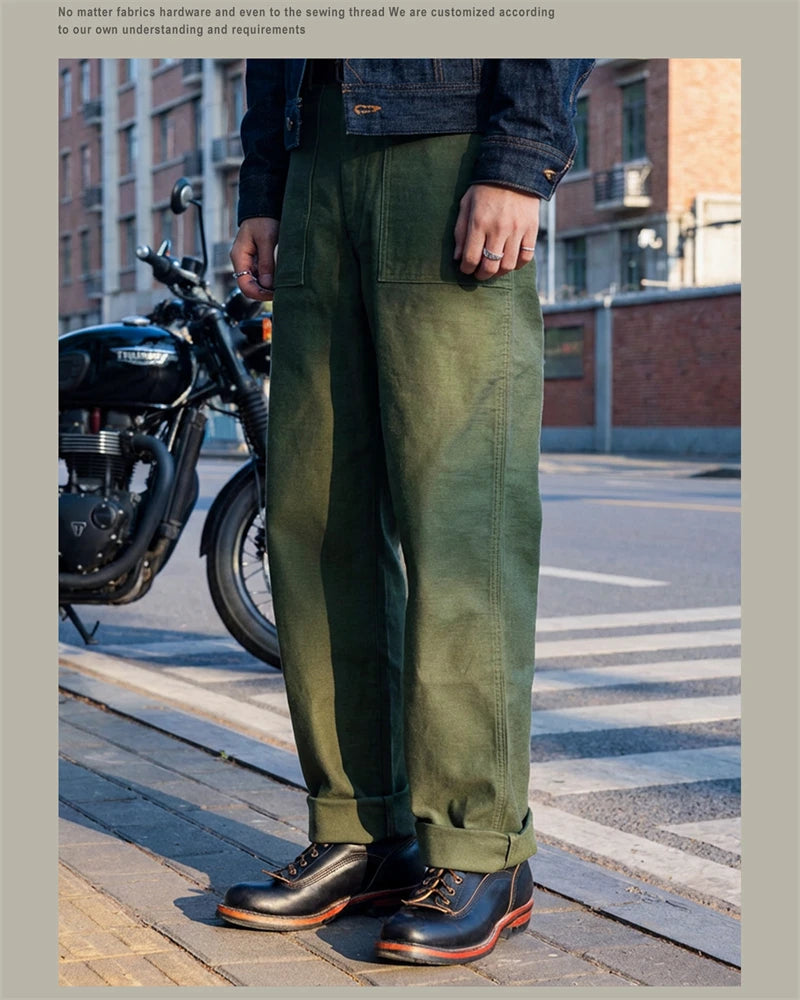 Red Tornado 15oz Heavyweight Cotton Sateen OG-107 Fatigue Pants Vintage Military Style Men's Casual Trousers