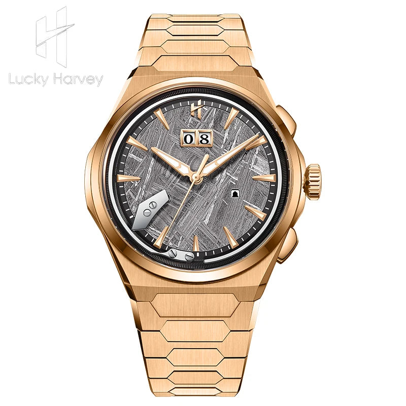 Lucky Harvey Meteorite Pattern Dial Chiming Watches Self-sounding Grade 5 Titanium Alloy Automatic Mens Wristwatch New Limited