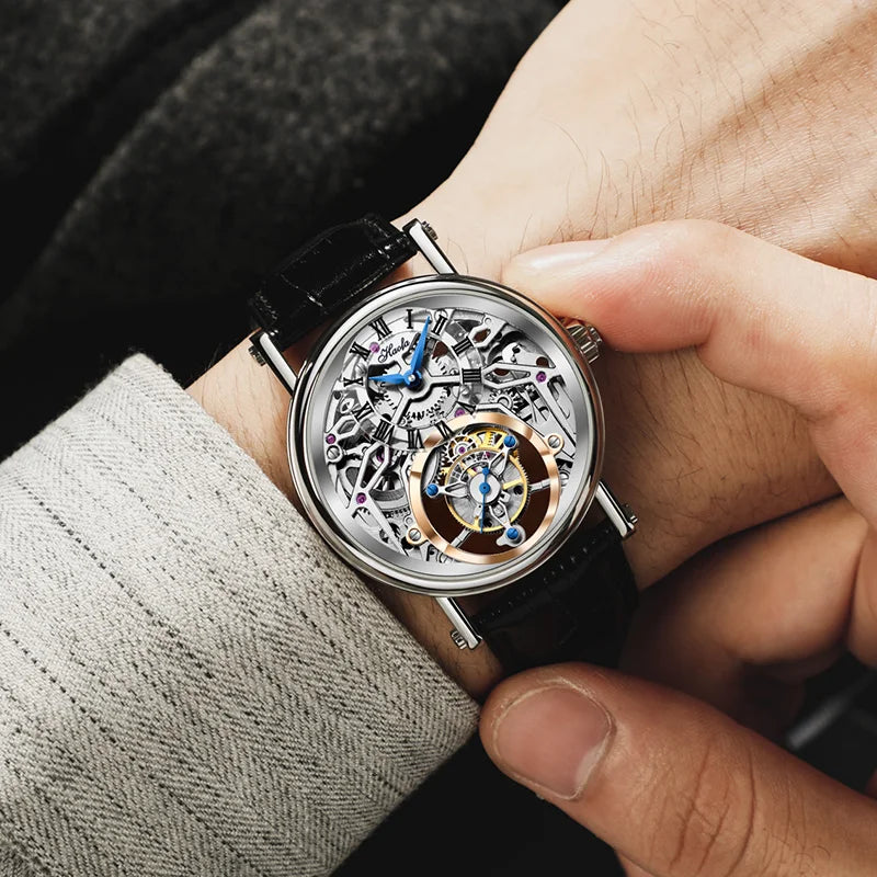 Haofa Tourbillon Watch for Men CNC Classical Texture Engraving Sapphire Manual Skeleton Movement Mechancial Watch Business 1602