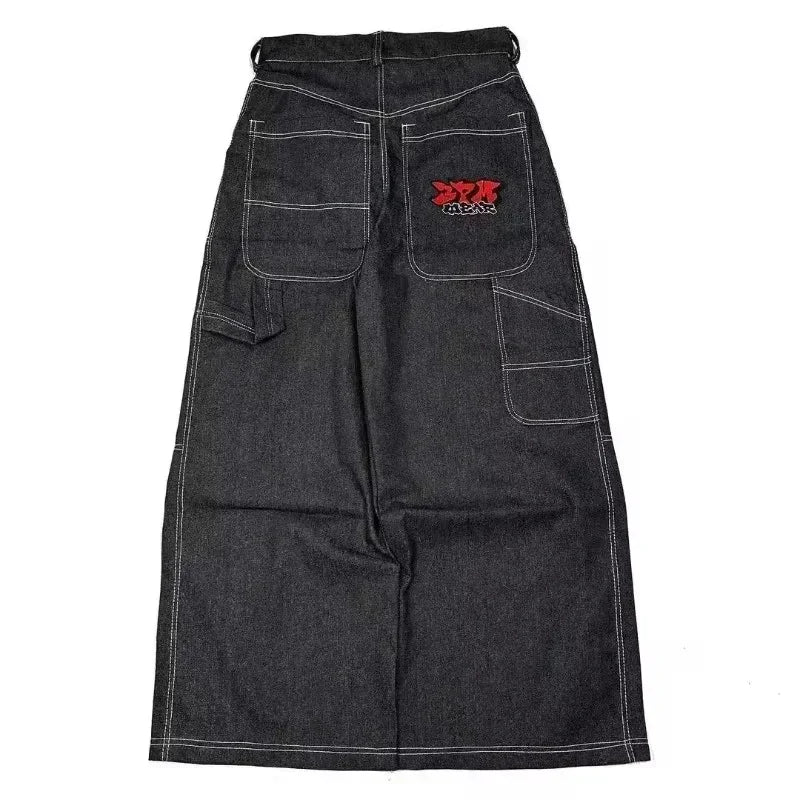 American Y2K 2025 New Baggy Wide Leg Black Jeans Overszied Women Street Casual Joker Denim Pants Couple Jeans Vintage Streetwear