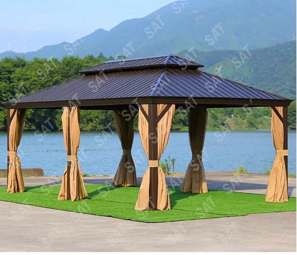 -Customize 3x3 10x12 16x20 Hardtop Metal Waterproof Garden Outdoor Modern Iron Wooden Aluminum Patio Gazebo for Sale
