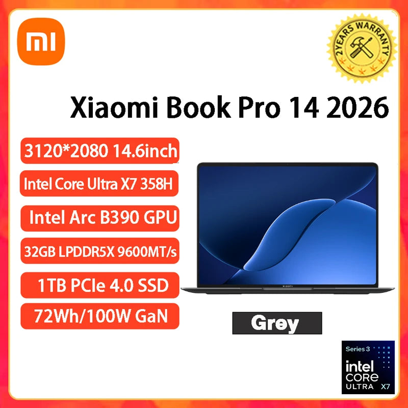 2026 Xiaomi RedmiBook Pro 14 Laptop Mi Notebook U5-325/U-338H/U7-358H 24GB/32GB 1TB