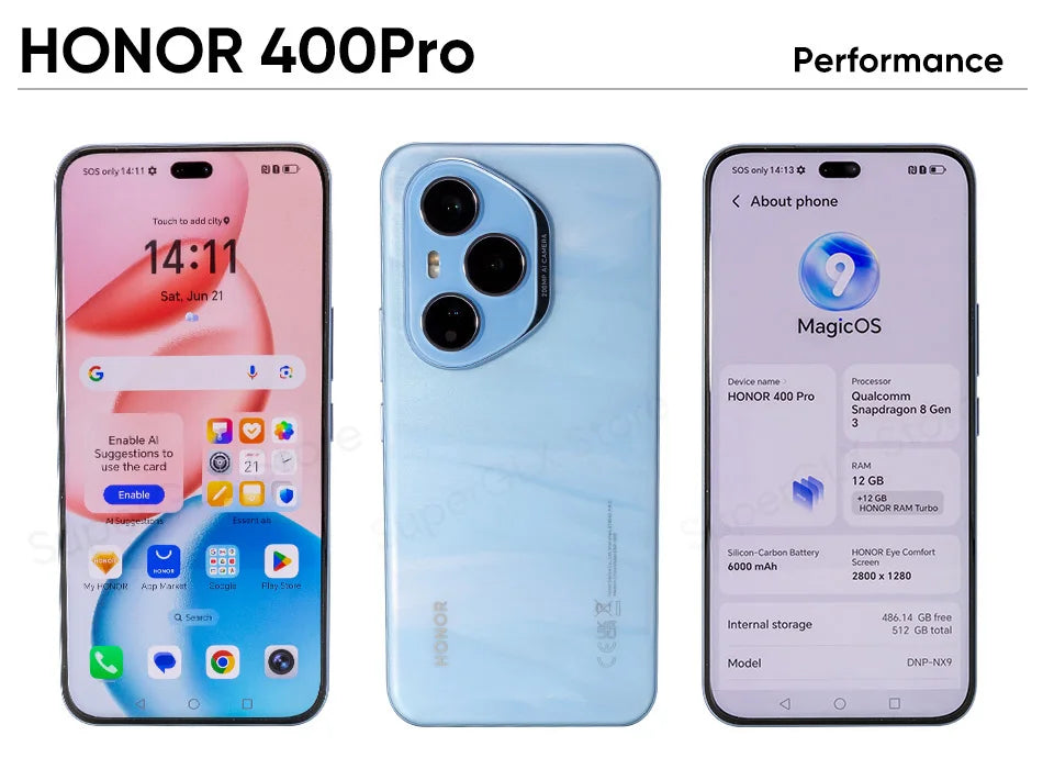 Original Global Version HONOR 400 Pro 5G Smartphone 200MP Camera Snapdragon 8 Gen 3 6.7'' AMOLED Screen 100W Wired 50W Wireless