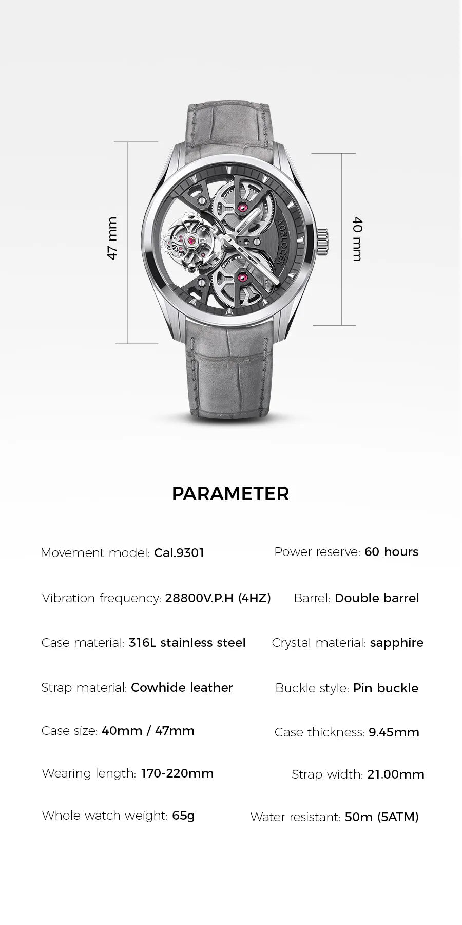 AGELOCER Free-sprung Balance Manta Tourbillon Watch Gold Watch Men's Luxury Skeleton Manual Mechanical Watch Gifts for Men