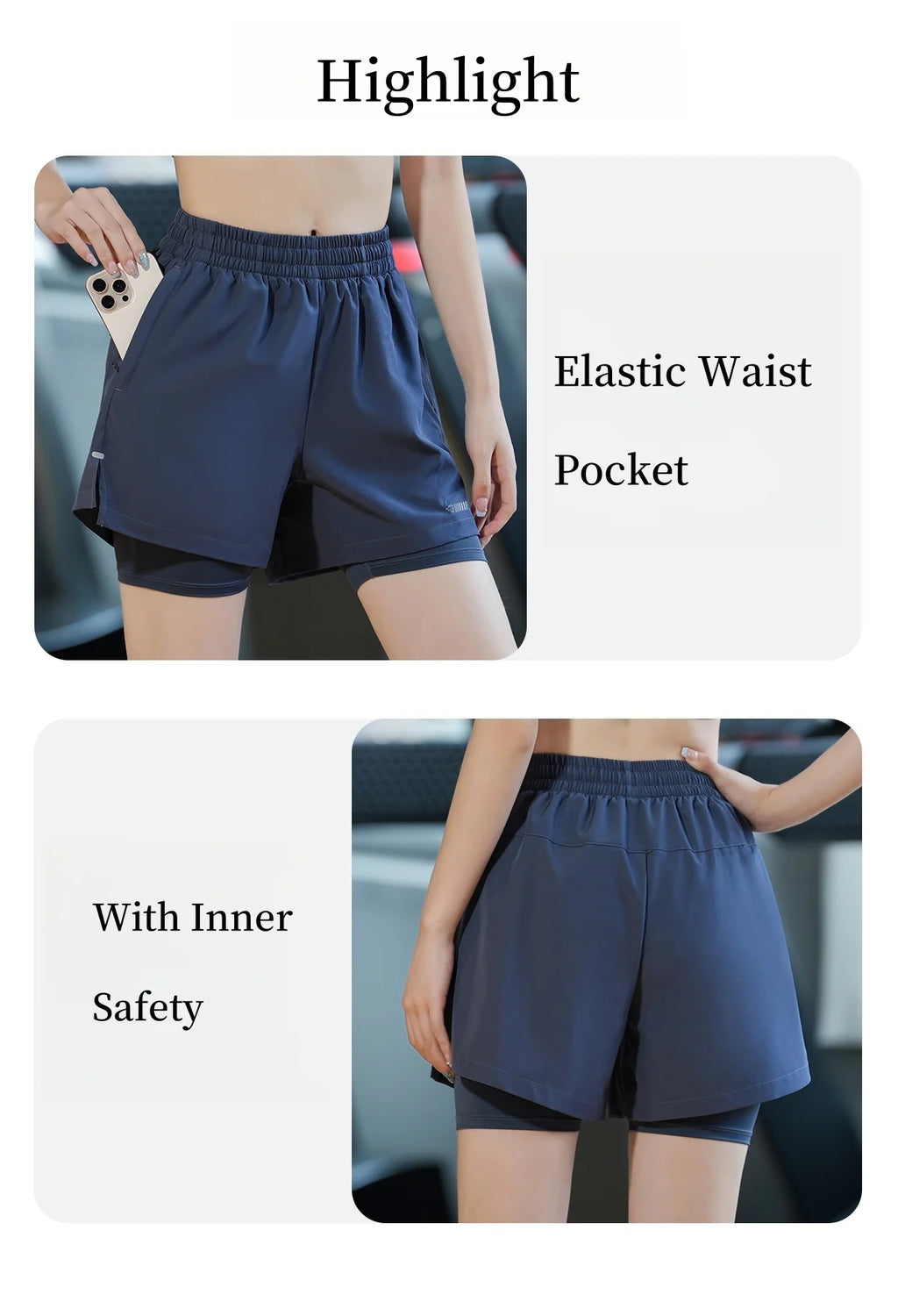 DRUR Women Running Shorts High Waist Quick Dry Gym Yoga 2 in 1 Athletic Shorts With Pocket Summer Workout Short Sportswear New
