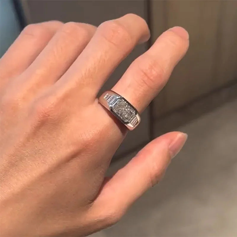 Radiant 1 2 3 Ct D VS1 Solid 14K White Gold Man Ring IGI Lab Grow Diamond Ring Diamond wedding ring Engagement Ring ﻿