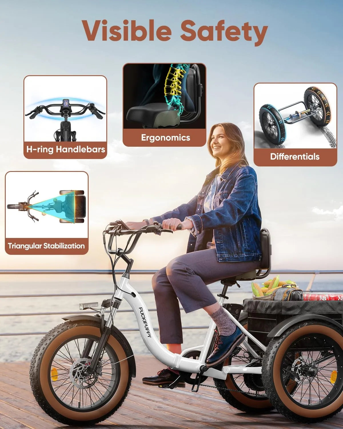 Electric Tricycle for Adults Fat Tire 3 Wheel Electric Trike 960W 55Miles E-Bike
