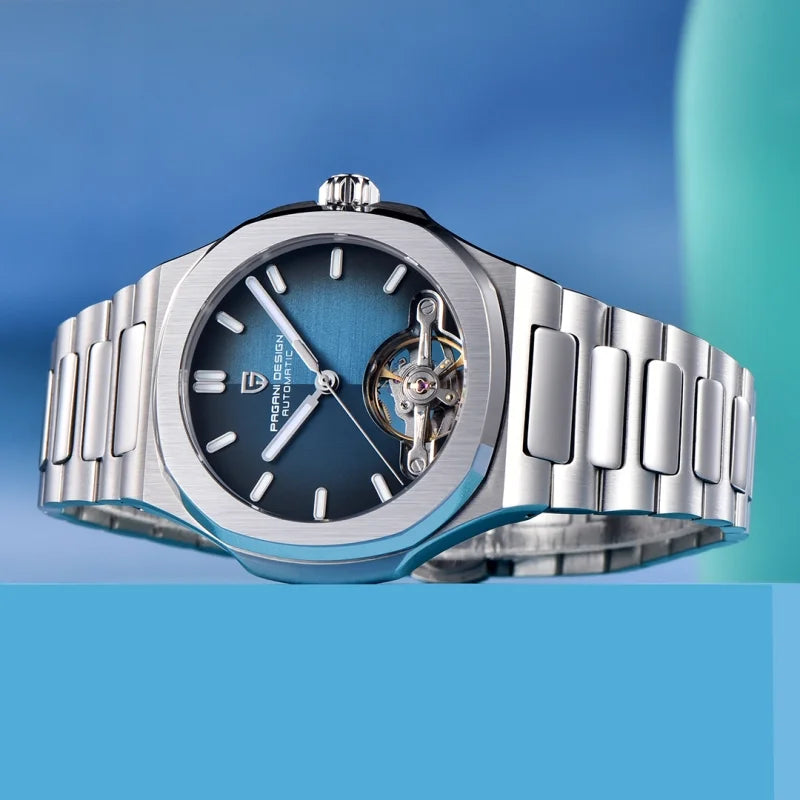 PAGANI DESIGN PD-YS025 New Automatic Men's Watch Full Stainless Steel Mechanical Wrist Watch for Men, Sapphire Dial Glass