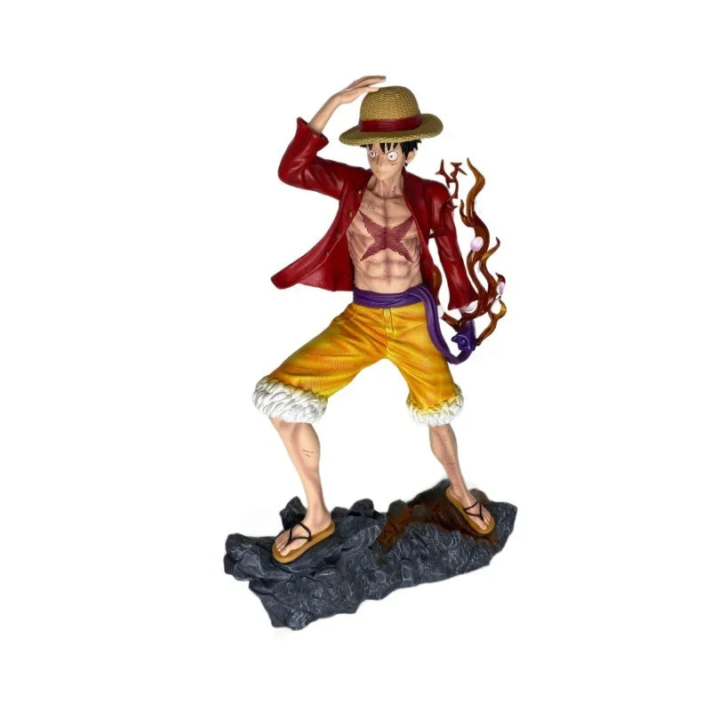 68cm Anime Figurine Large Size New Fourth Emperor Luffy Domineering Standing Posture Grass Hat Group Statue Ornament Boxed