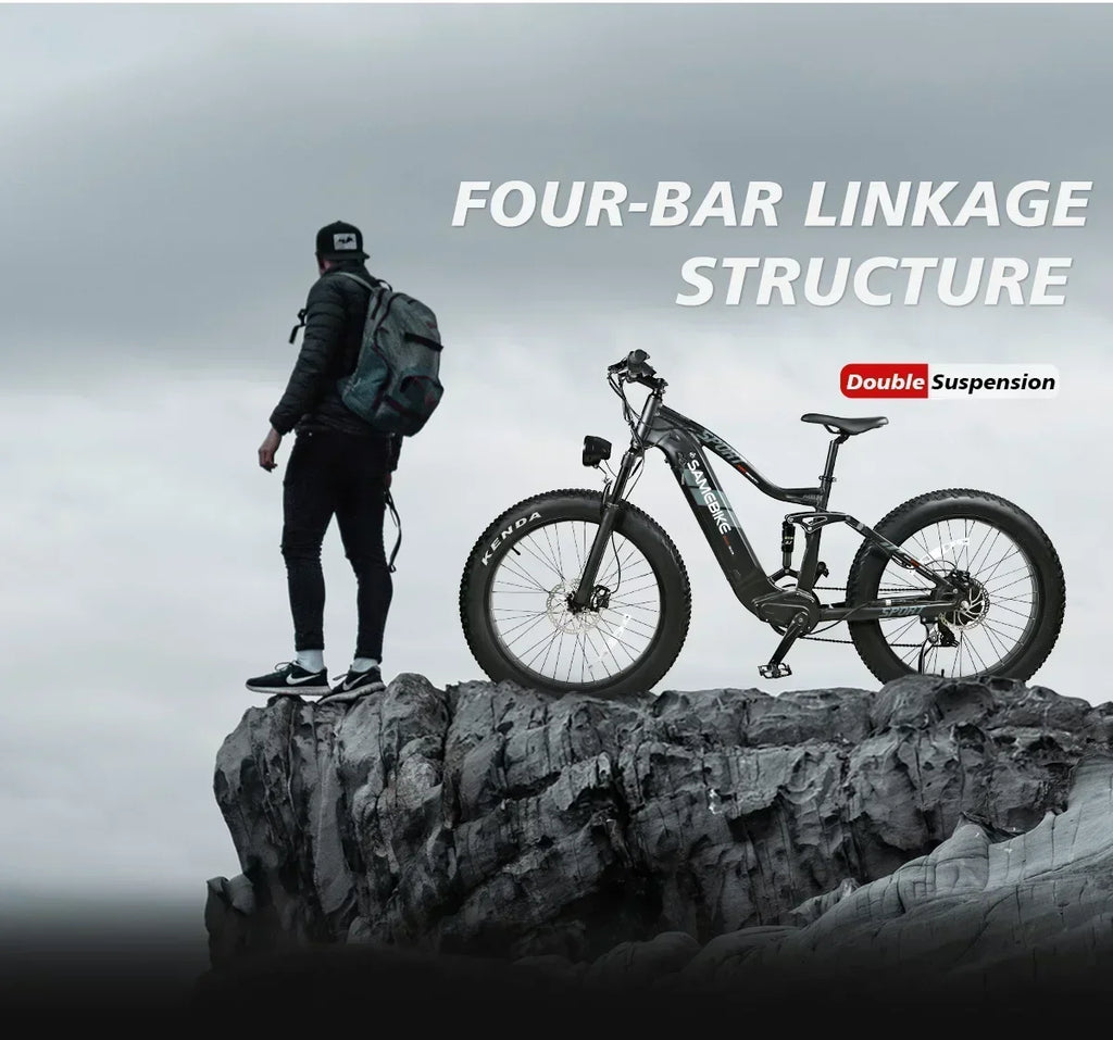 SAMEBIKE RS-A08 Electric Mountain Bike 1000W Motor 48V 17Ah Battery 26 Inch Tire Electric Bicycle 45km/h Shock Absorption e-Bike