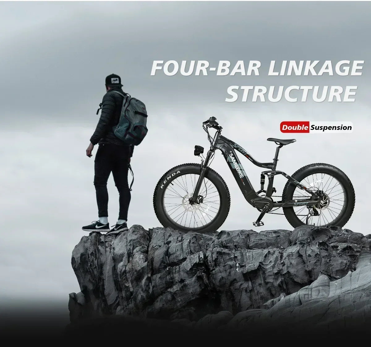 SAMEBIKE RS-A08 Electric Mountain Bike 1000W Motor 48V 17Ah Battery 26 Inch Tire Electric Bicycle 45km/h Shock Absorption e-Bike
