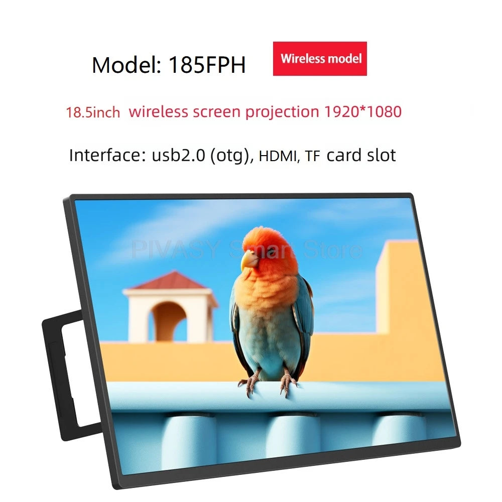 18.5 Inch Wireless/Wire Portable Monitor Smart Screen With 5GHz WiFi For Laptop Phone U Disk Video Playback Multi Screen Display