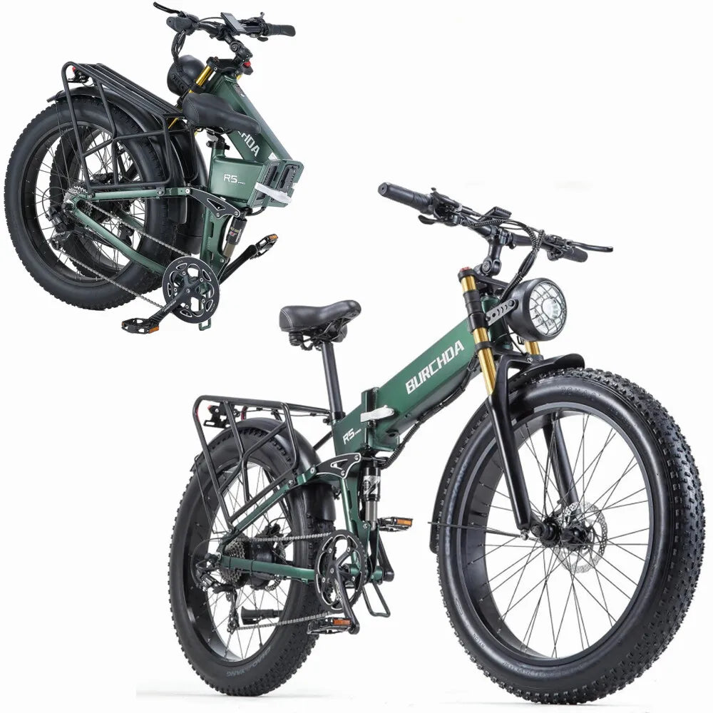 New 26" Electric Foldable Bike 1000W E-Bike 48V 40AH Bicycle  28mph Fat Tyre