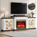 100 LED TV Stand with Outlet, Electric Fireplace, Mantel, Entertainment Center, 30 Heater Insert, 3D Flame Effect, Customized