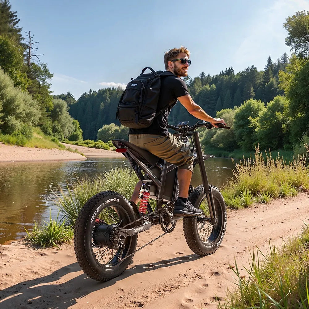 Powerful 20" Fat Tire E-Bike 1500W 60V 40MPH Electric MountainBike for Adventure