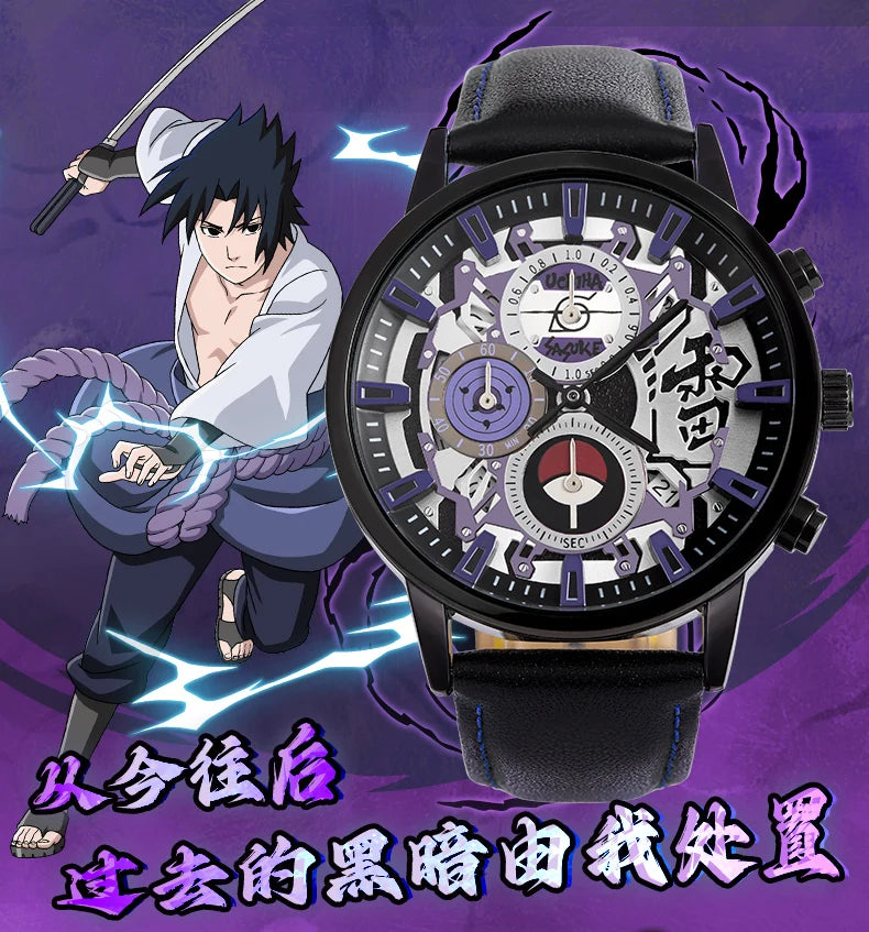 Anime Watch Naruto Uchiha Sasuke Cosplay Men's Travel Matching Waterproof Watch Birthday Gift