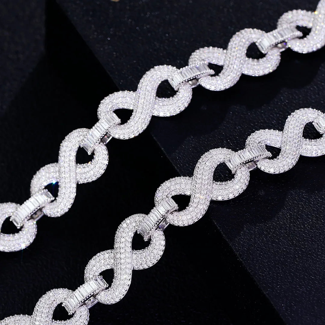 Provence custom 925 Sliver 15mm hip hop cuban link chain iced out lab diamond cuban chain necklace for men rapper party jewelry
