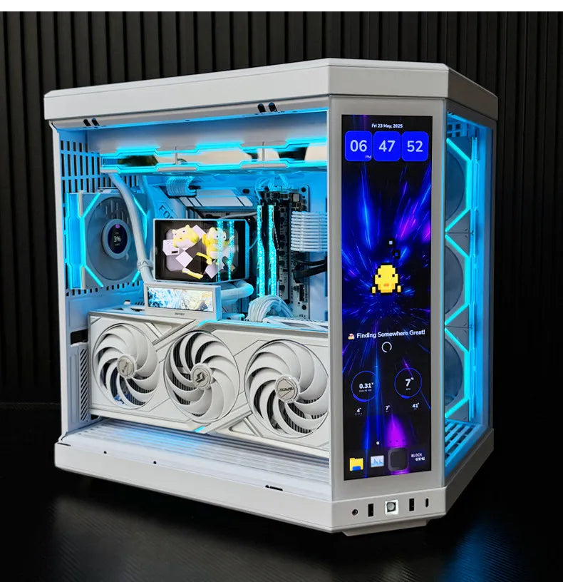 Pure white high-end sea view room computer host 9800X3D 5080 high-value touch screen desktop
